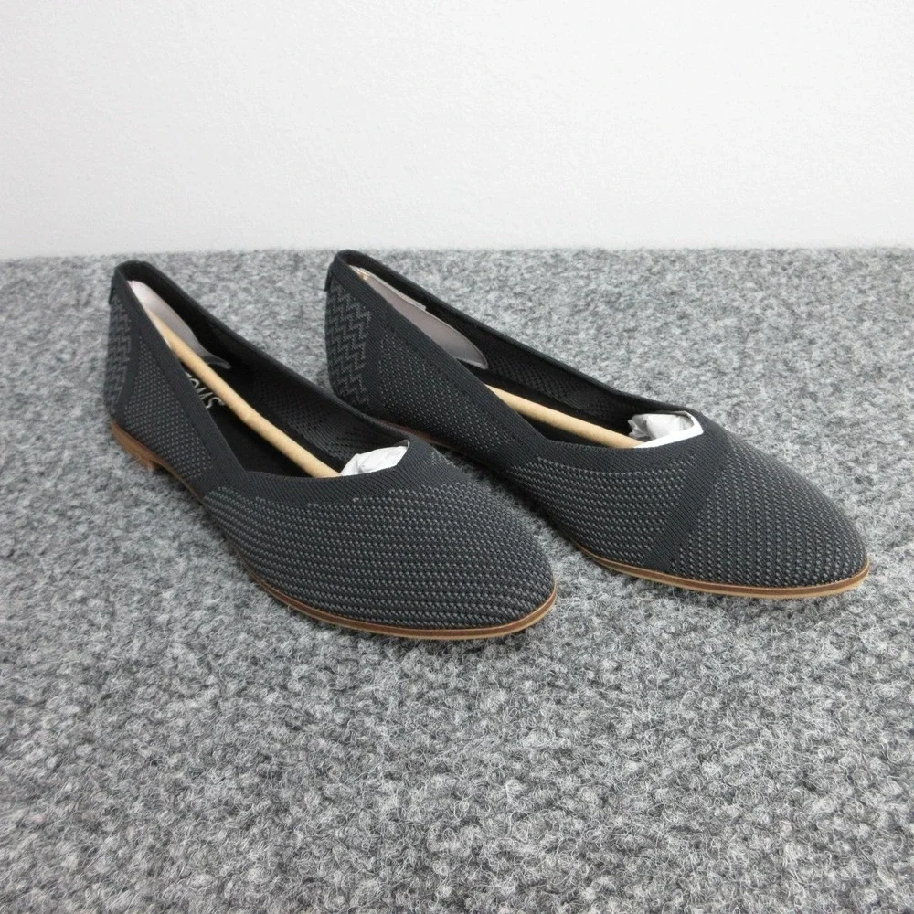 TOMS Shoes Womens Size 7.5 Black Jutti Neat Chevron Knit Pointed Flats REPREVE